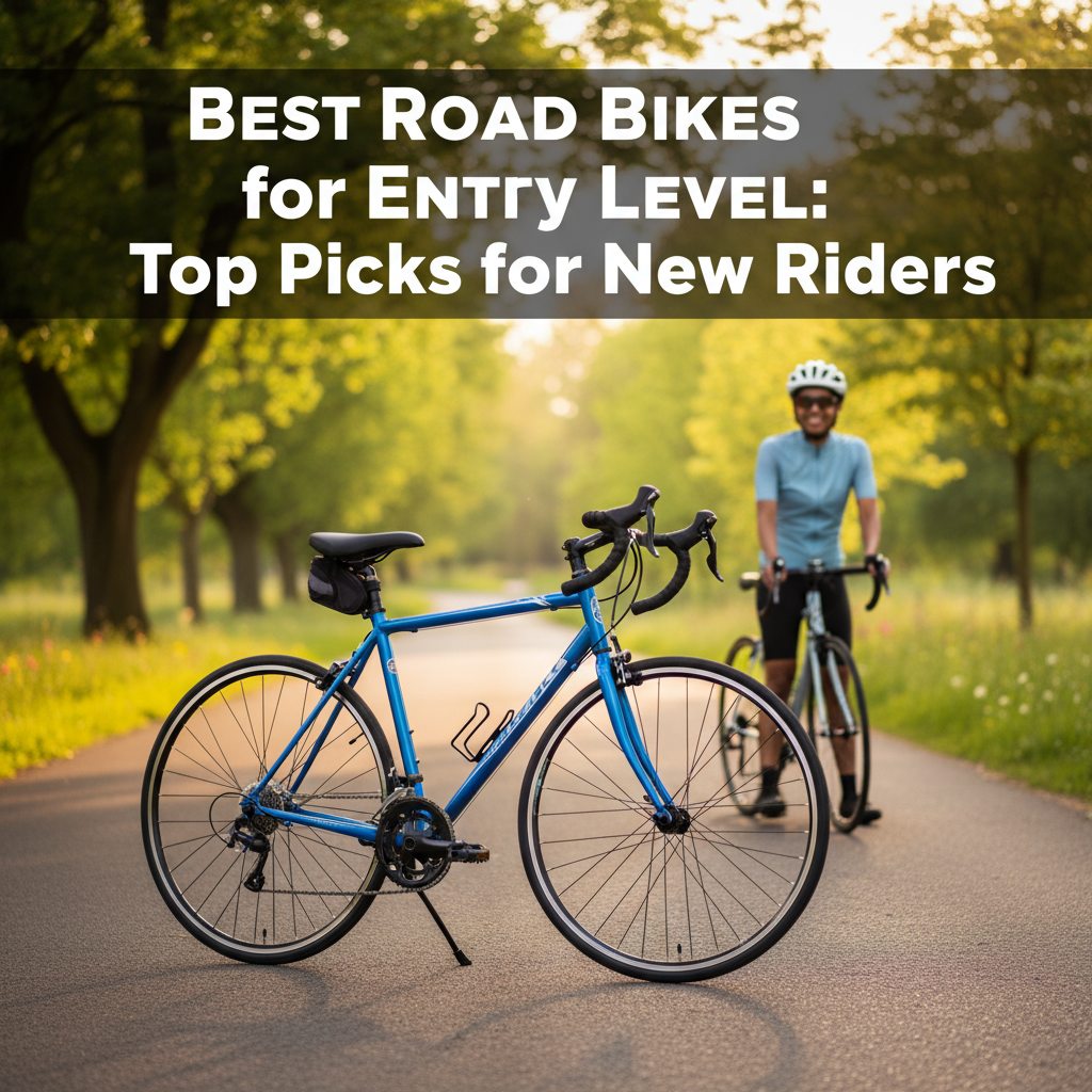 Best Road Bikes for Entry Level: A beginner cyclist smiles beside a quality bike on a sunlit road.