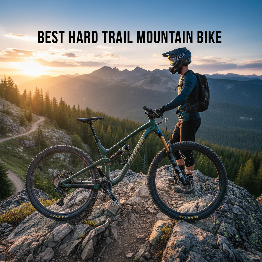 Best Hard Trail Mountain Bike: Rugged bike on mountain trail at sunrise, built for adventure and performance.