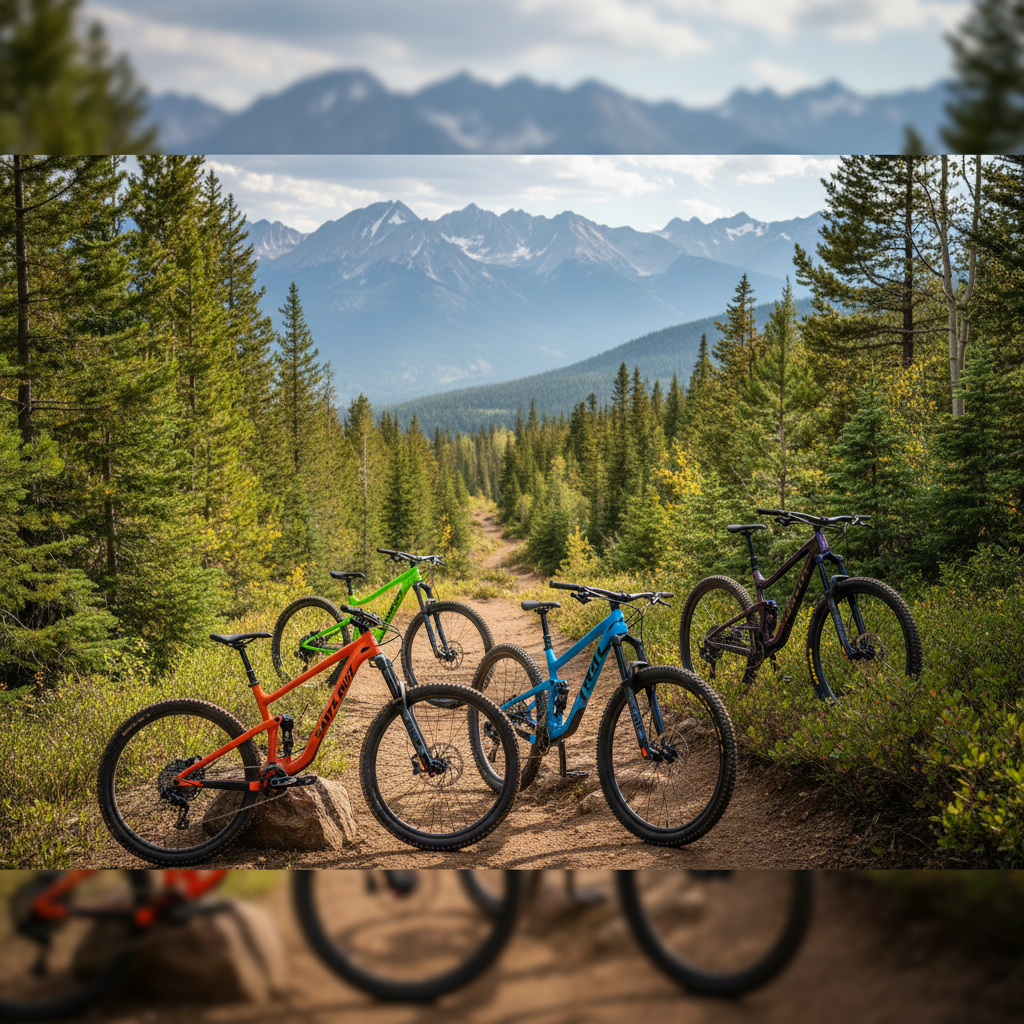 Best Hardtail Mountain Bikes displayed on rugged trails with vibrant colors and scenic mountain views.