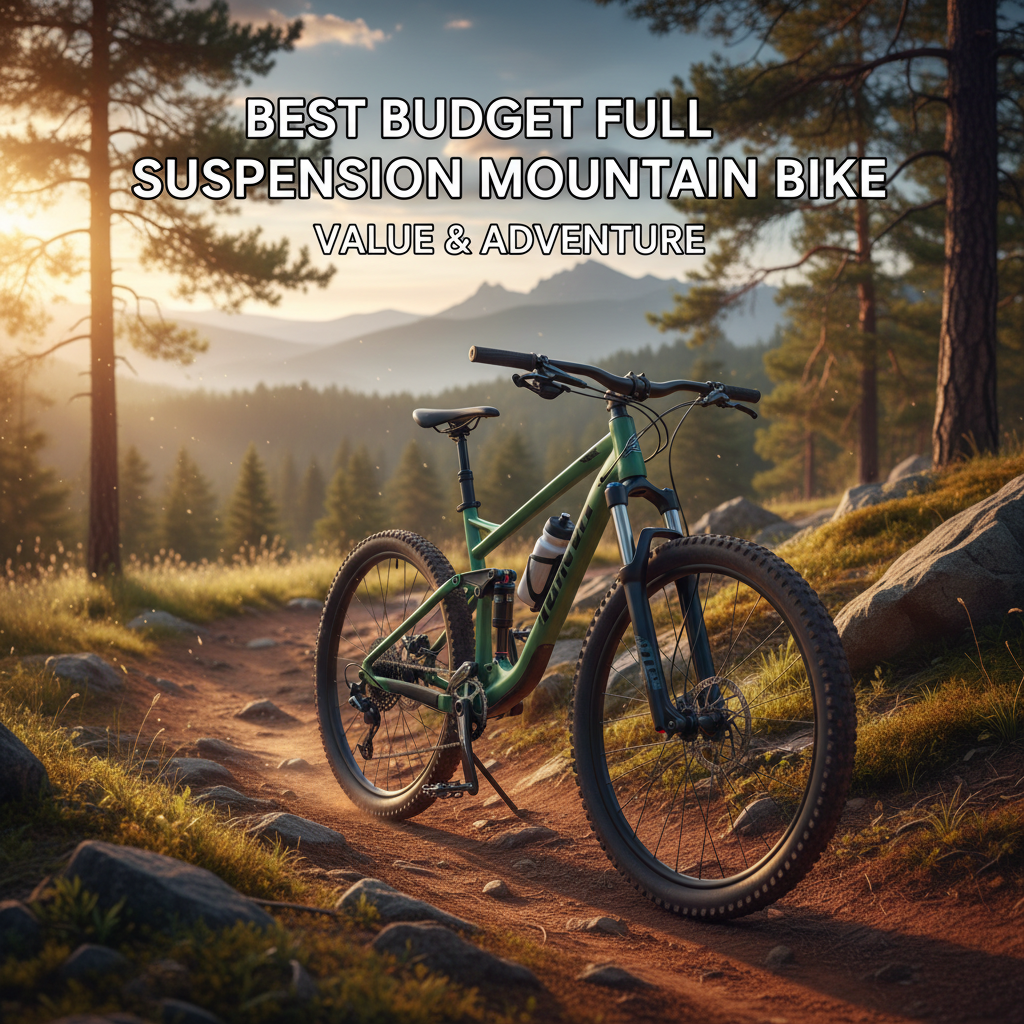 Best Budget Full Suspension Mountain Bike on a scenic rugged trail, highlighting value and adventure.