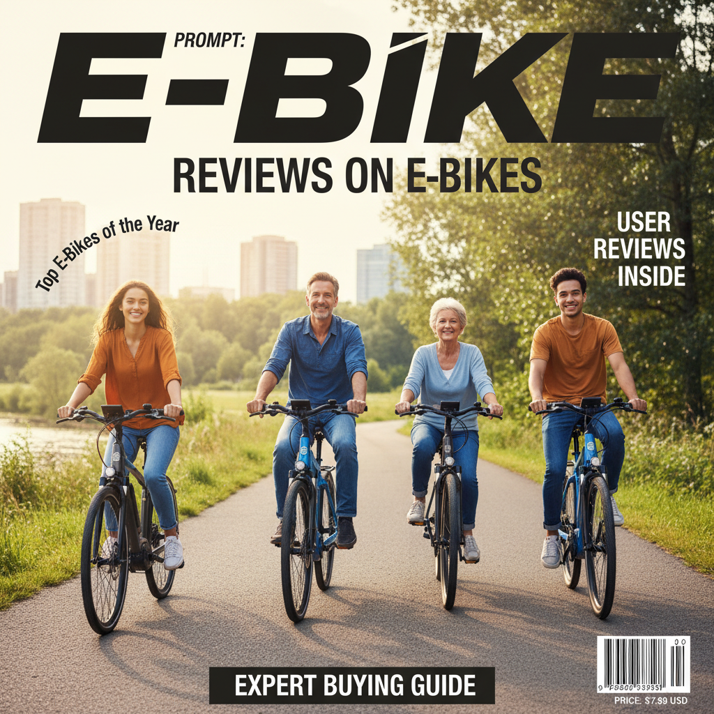 Diverse riders enjoy top e-bikes in scenic settings—reviews and expert guides featured on this cover.
