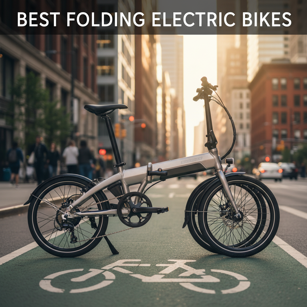 Best Folding Electric Bikes: Sleek, compact e-bike shines in a modern city with visible electric features.
