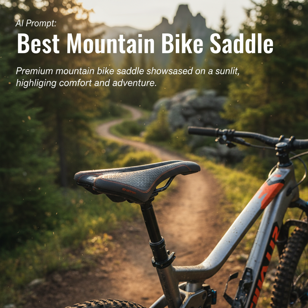 Premium mountain bike saddle showcased on a sunlit trail, highlighting comfort and adventure.