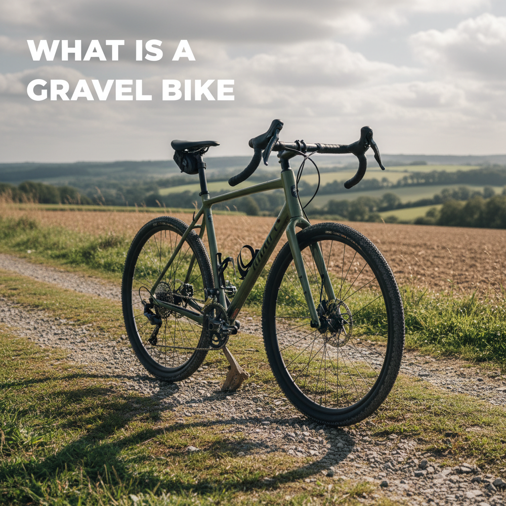 What is a Gravel Bike: Rugged bike on a country path, ready for adventure under open skies.