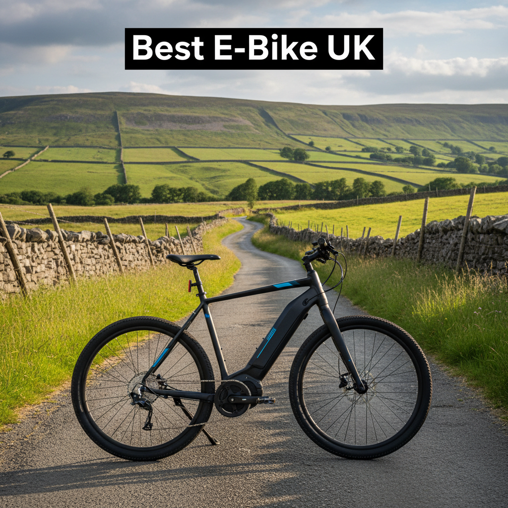 Modern e-bike on a British country road with green hills and stone walls—Best E-Bike UK cover image